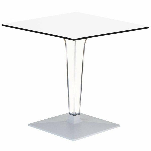 Fine-Line 24 in. Ice HPL Top Square Dining Table with Transparent Base White FI2845394